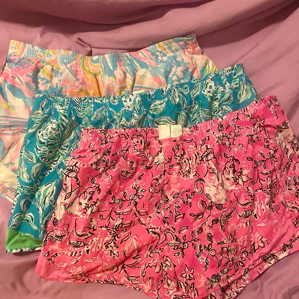 Lilly Pulitzer Pink and Blue Athletic Shorts Vibrant Style